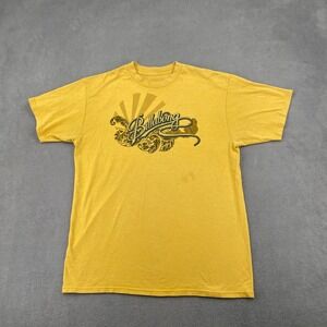 Billabong Mens Graphic T-Shirt Yellow Y2K Grunge Surf Wave Logo Tee Large